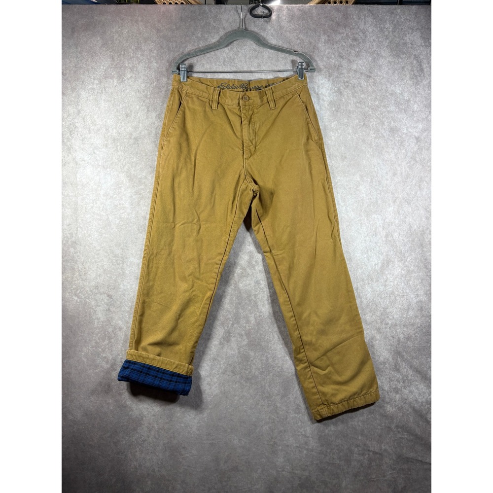 Eddie Bauer Pants Mens 32x30 Brown Legendwash Flannel Lined Chino Outdoor Warm